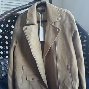Zara Tan Faux Suede Jacket